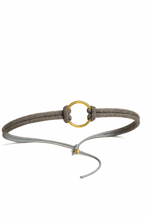 Pulsera aro con cordon gris