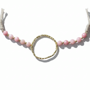 Pulsera aro dorado con piedra rodocrosita