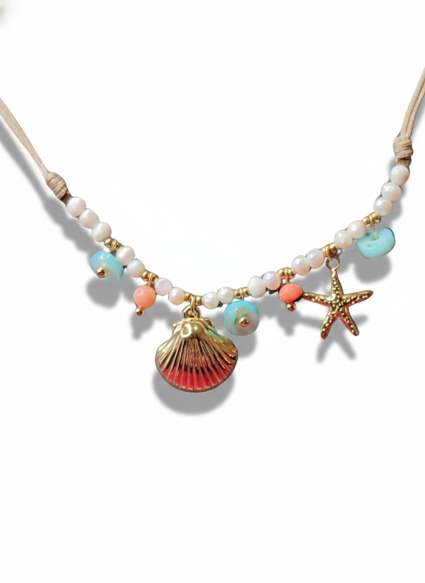 Pulsera charms almeja y estrella