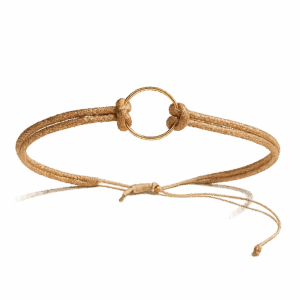 Pulsera con aro y cordon rosa brillante