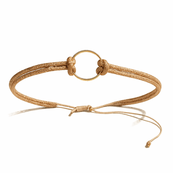 Pulsera con aro y cordon rosa brillante