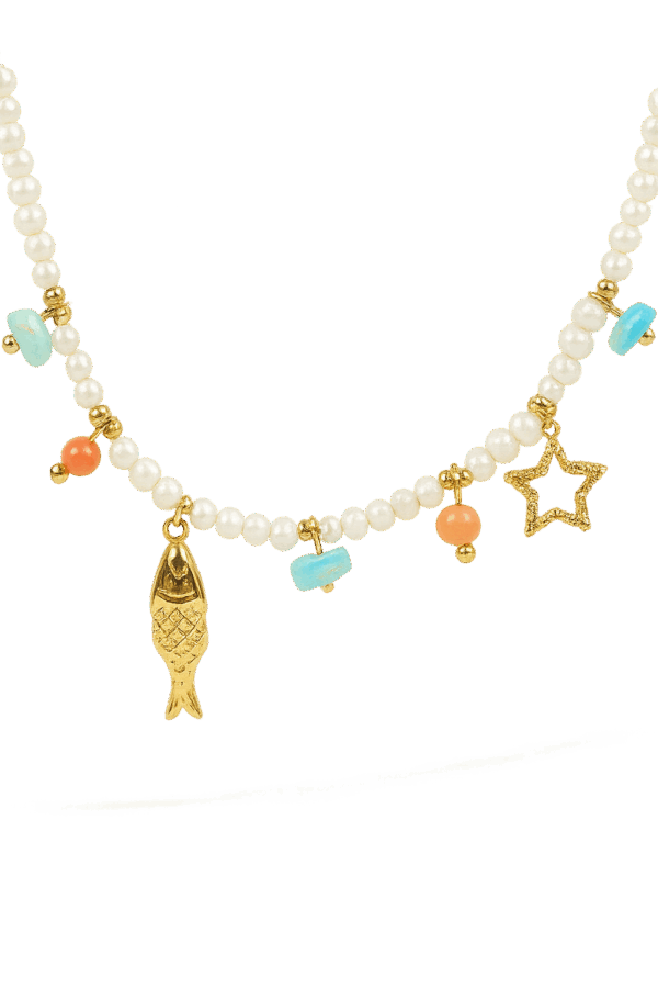 Pulsera con charms dorados y piedras naturales