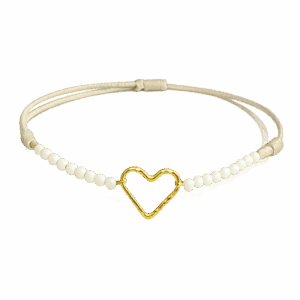 Pulsera corazon con perlas de rio
